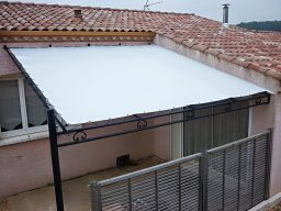 20130500 Pergola en toile fixe PVC précontraint Ferrari 705 Texyloop coloris blanc résistant tous temps (2)