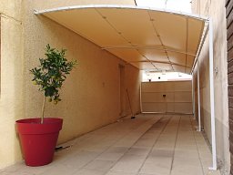 20171111 Pergola en toile Serge Ferrari Soltis Proof 502 coloris ivoire