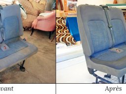 20100920 Sellerie auto - Avant et après réfection de l'assise d'une banquette de car (montage)