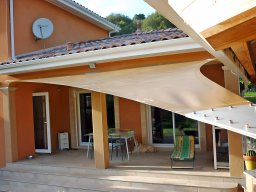 2015 Voile d'ombrage triangulaire en stretch ivoire confection couture fil Tenara GORETEX Prod UE 2